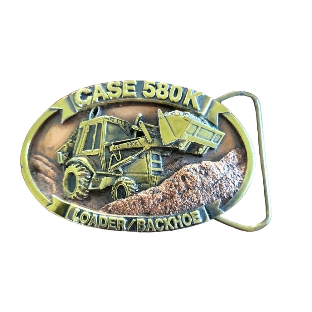 Vintage 1987 limited edition Case 580K loader backhoe belt buckle